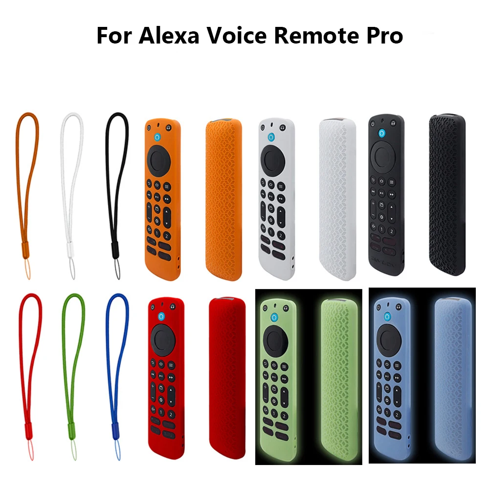 Soft Silicone TV Remote Control Cover Durable Anti Lost Shockproof Case Sleeve For 2022 Alexa Voice Remote Pro