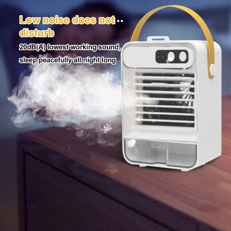 3 Speeds Portable Air Cooler 100ml Quiet Small Desk Fan With Makeup Mirror For Bedroom Office Use