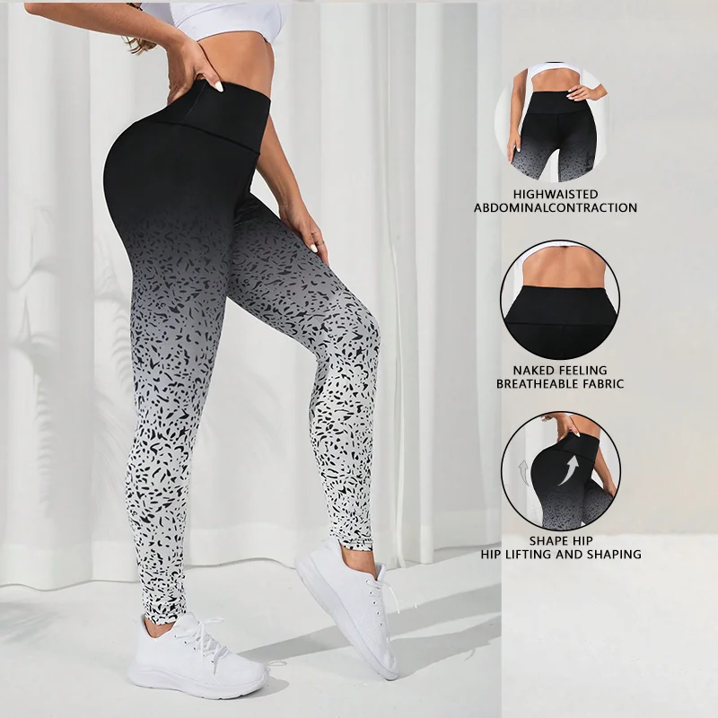 Women's High Waist Hip Lift Gradient Color Yoga Pants Leggings Tight Slim Fit Gym Running Fitness Soft Comfortable Pants