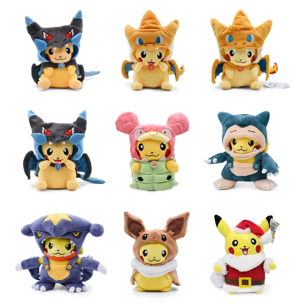 

Cos * Eevee Pikachu * плюшевые игрушки для косплея Charizard Peluche Lucario, мягкая кукла, коллекционный подарок, мультяшный 20-25 см