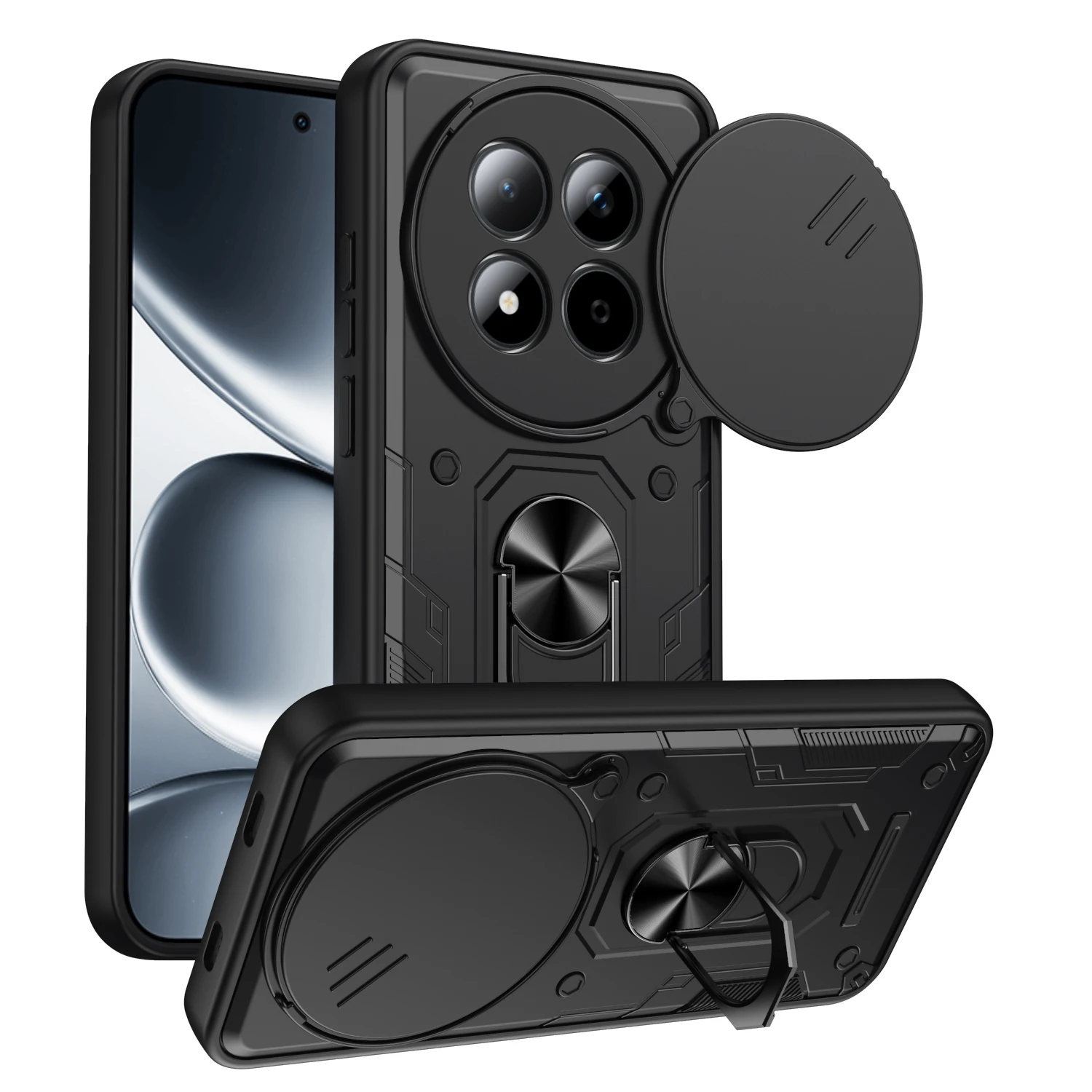 For Xiaomi Redmi Note 15 Pro+ 5G Case Armor Slide Lens Protect Phone Cover for Redmi Note15Pro 5G Car Magnetic Holder Ring Funda