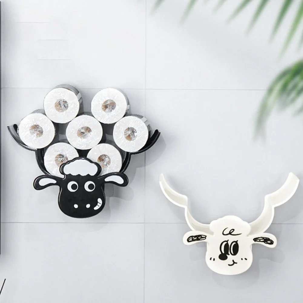 Wall Mounted Paper Storage & Organizer Sheep 7 Rolls Toilet Paper Stand Bathroom Decor Tissue Shelf Bathroom Decorative Hardware image 2