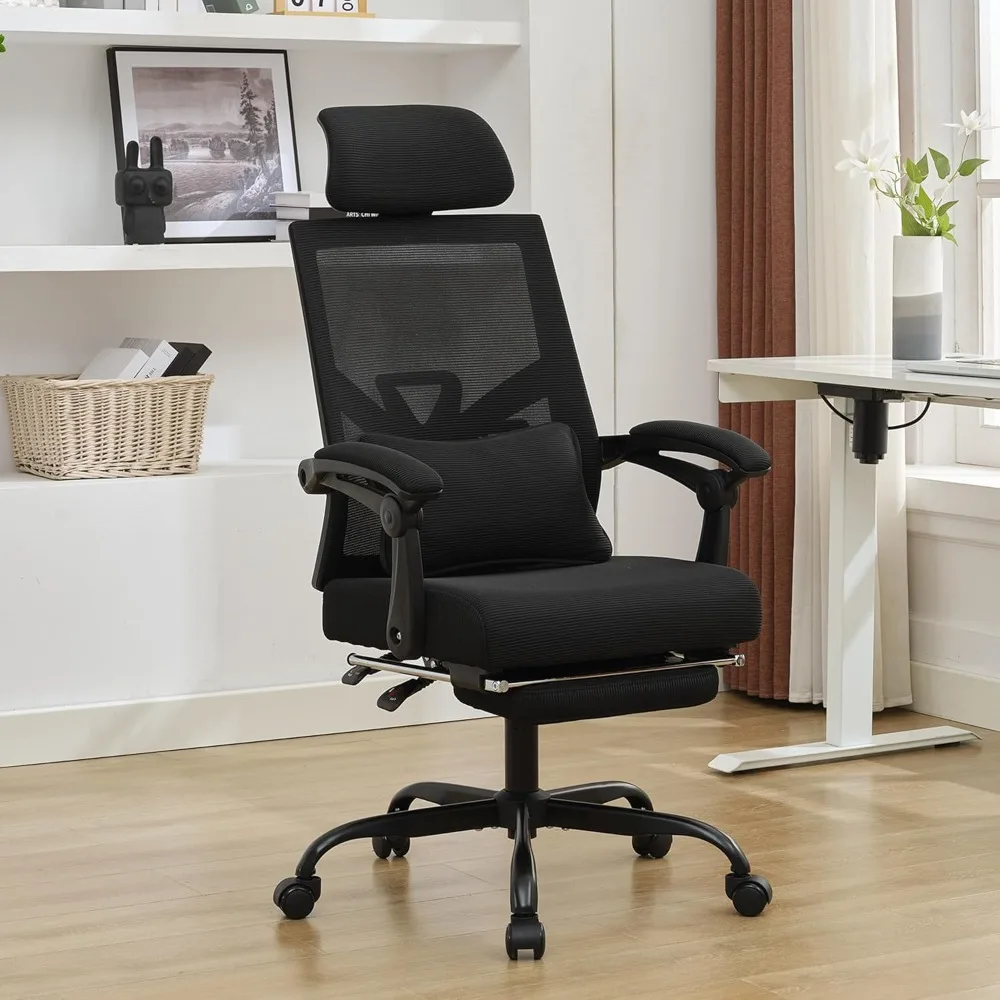 Ergonomic Office Chair with Footrest Home Office Desk Chair with Headrest and Backrest 90-135 Adjustable Mesh ComputerDesk Chair