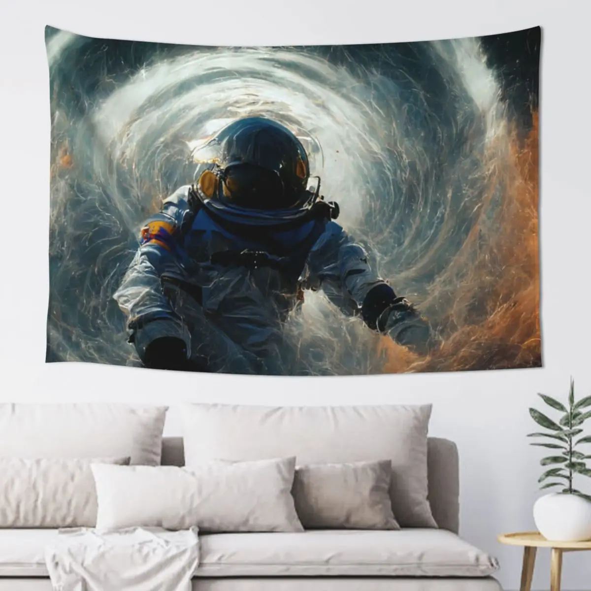 

Astronaut Falling Into a Space Vortex Midjourney Tapestry Home Decoration Home Supplies Tapestry