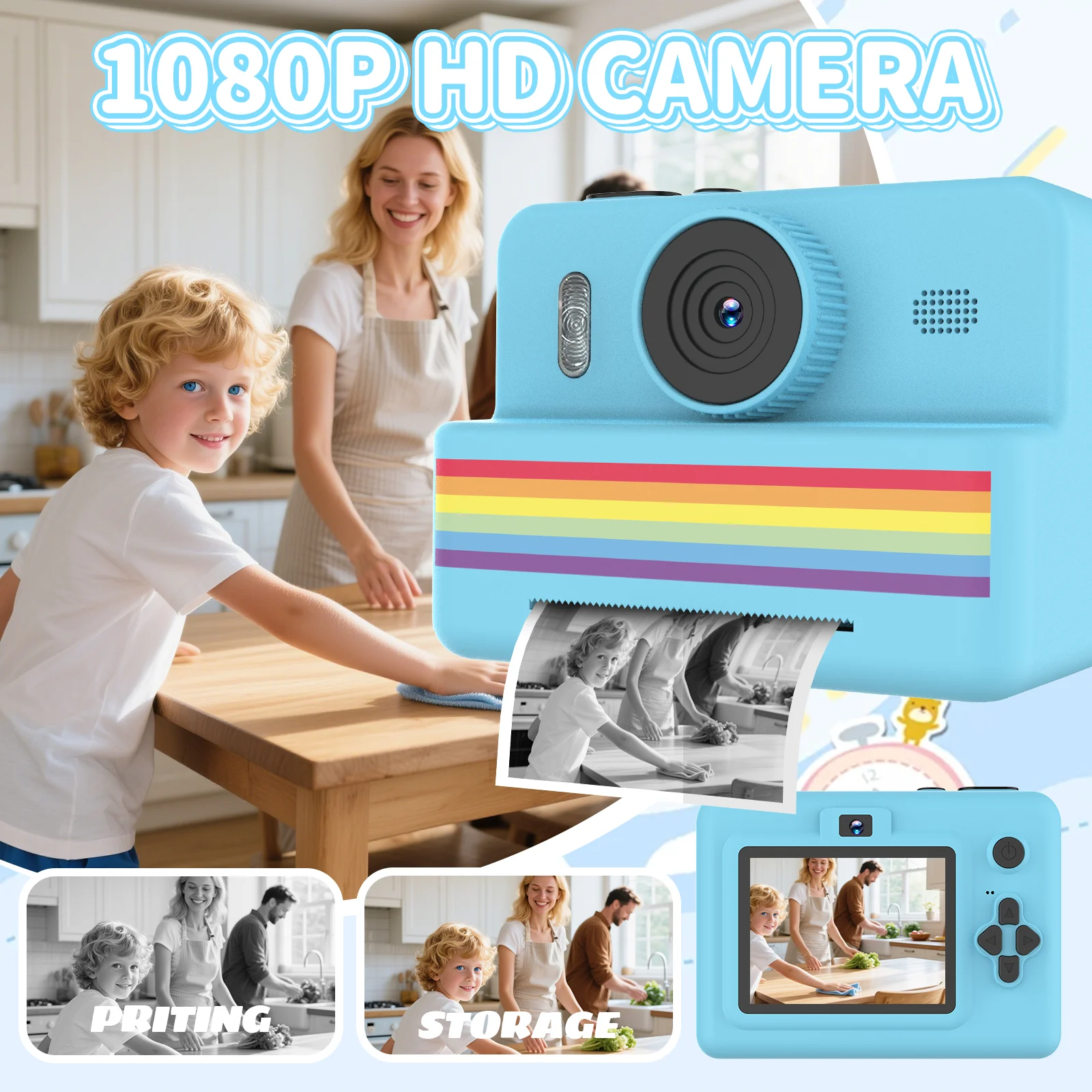 デジタル子供用カメラ写真撮影用ミニプリンターポータブルサーマルインスタントプリント写真子供用カメラ 2.8 インチ HD ビデオおもちゃギフト