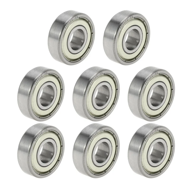 6000ZZ Deep Groove Ball Bearings P5 10x26x8mm Lubricated Bearing Double Metal Seal Silver Tone Scooter  - Pack of 8