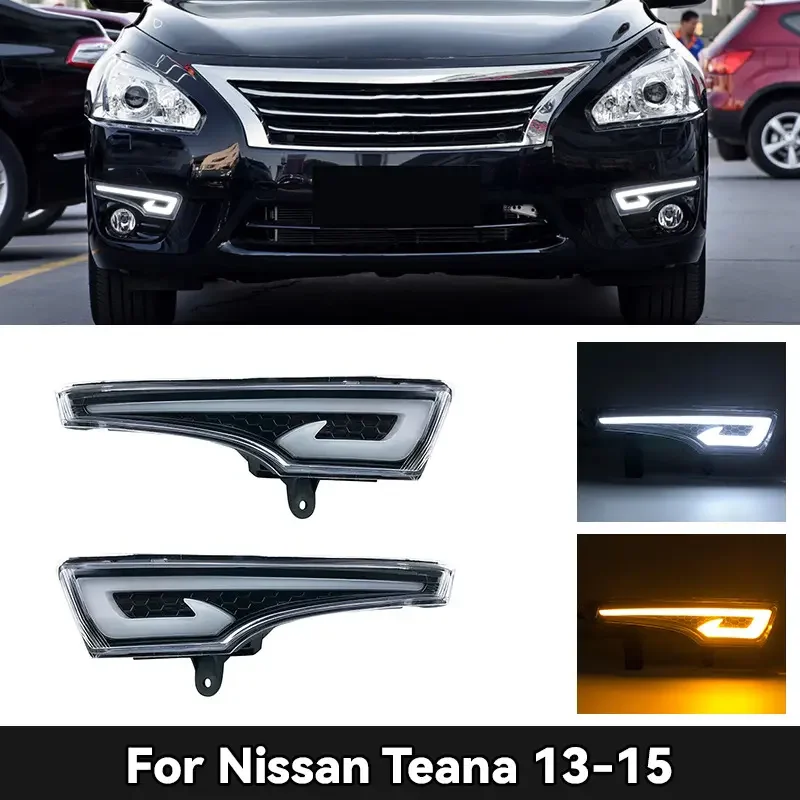LED Car daytime running light for Nissan Altima Teana 13-15 front fog lamp with dynamic Turn signal
