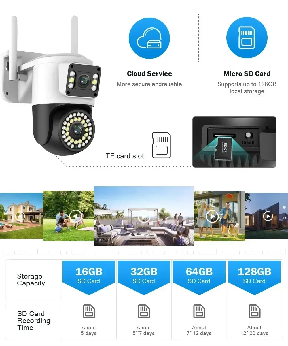 YOOSEE Wifi 8MP 4K Dual Lens telecamere IP di sicurezza esterna più LED Light Security WiFi PTZ Smart Home Night Vision Auto Tracking
