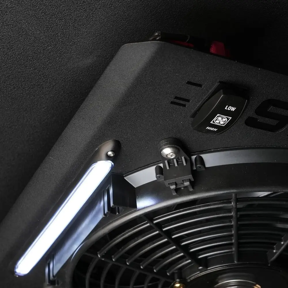 Heavy-Duty UV-Protected Zero-Turn Mower Canopy with Dual-Speed Fan & LED Lights, Easy Install for ROPS Tractors 1.5-3, Black