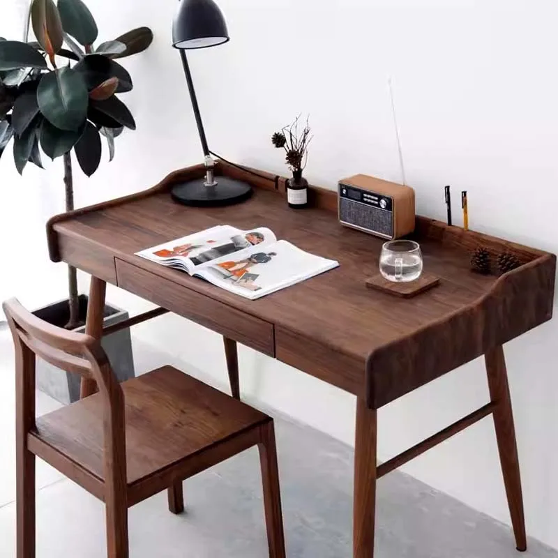 

Walnut desk Solid wood with drawers Writing table Cherry wood Modern simple study Bedroom Children's study table