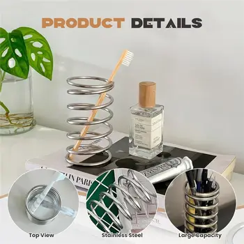 時尚不鏽鋼鏤空筆筒兼浴室牙刷架,現代家居辦公檯面配件 10 最佳銷售 小工具辦公室 - №10
