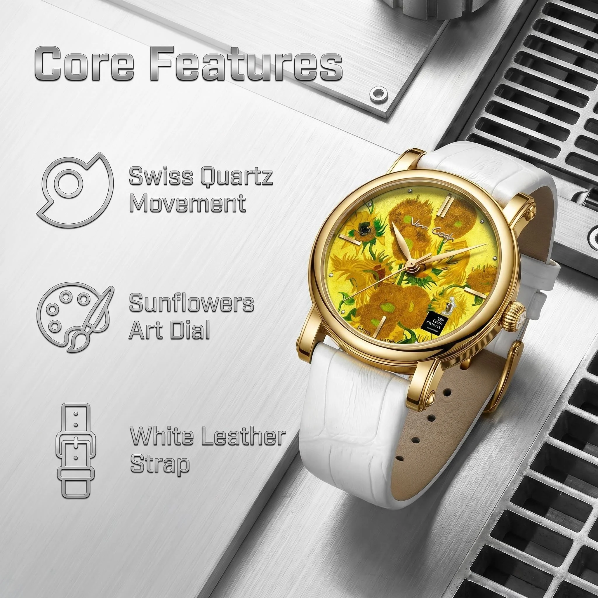 VAN GOGH New Women's Luxury Quartz Watch Waterproof Genuine Leather Band Fashion Sporty Style for Daily Wear & Commuting