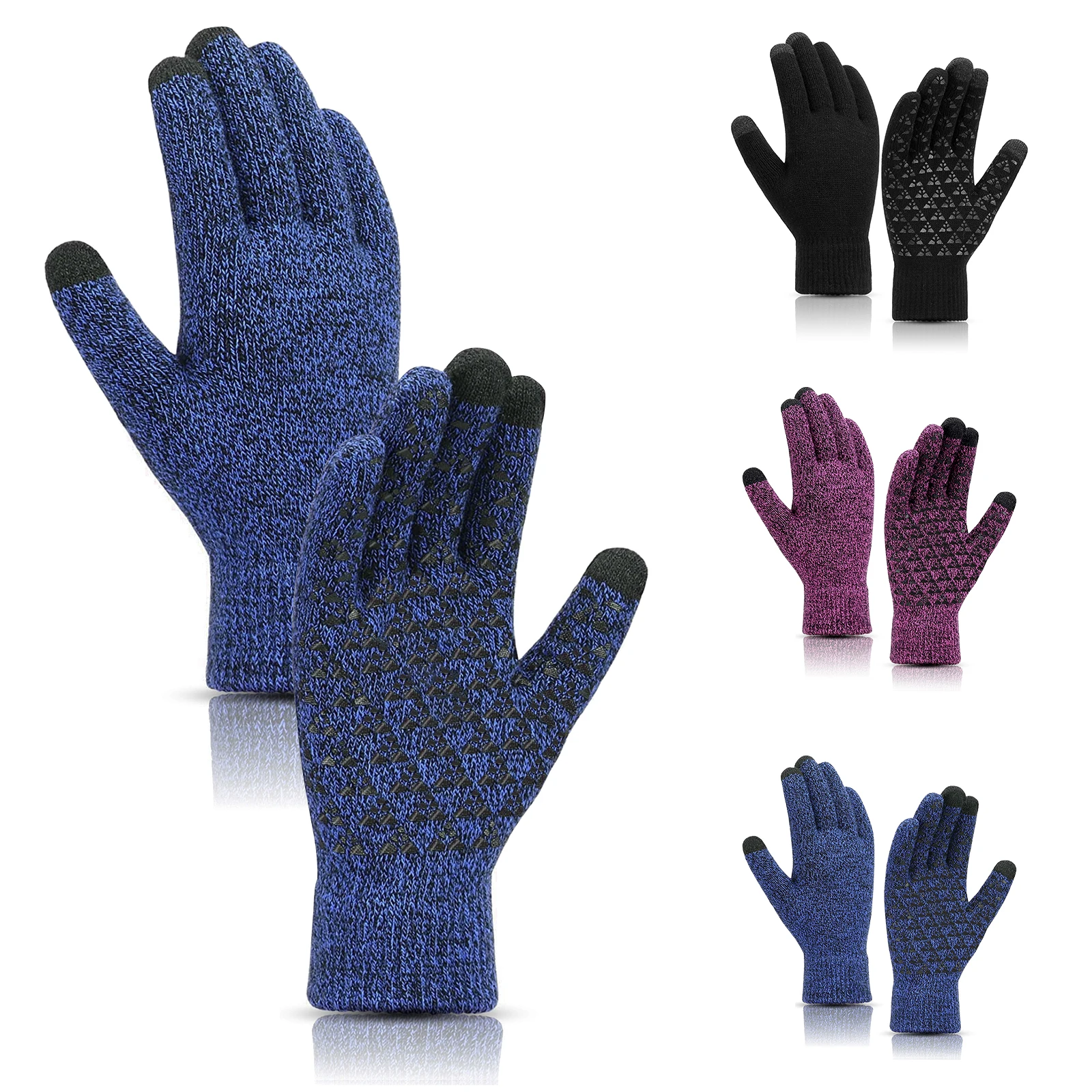 Gebreide touchscreen-handschoenen voor herfst en winter Warm antislip voor paardrijden Rijden Hardlopen Volwassen heren Dames Winter winddichte handschoenen