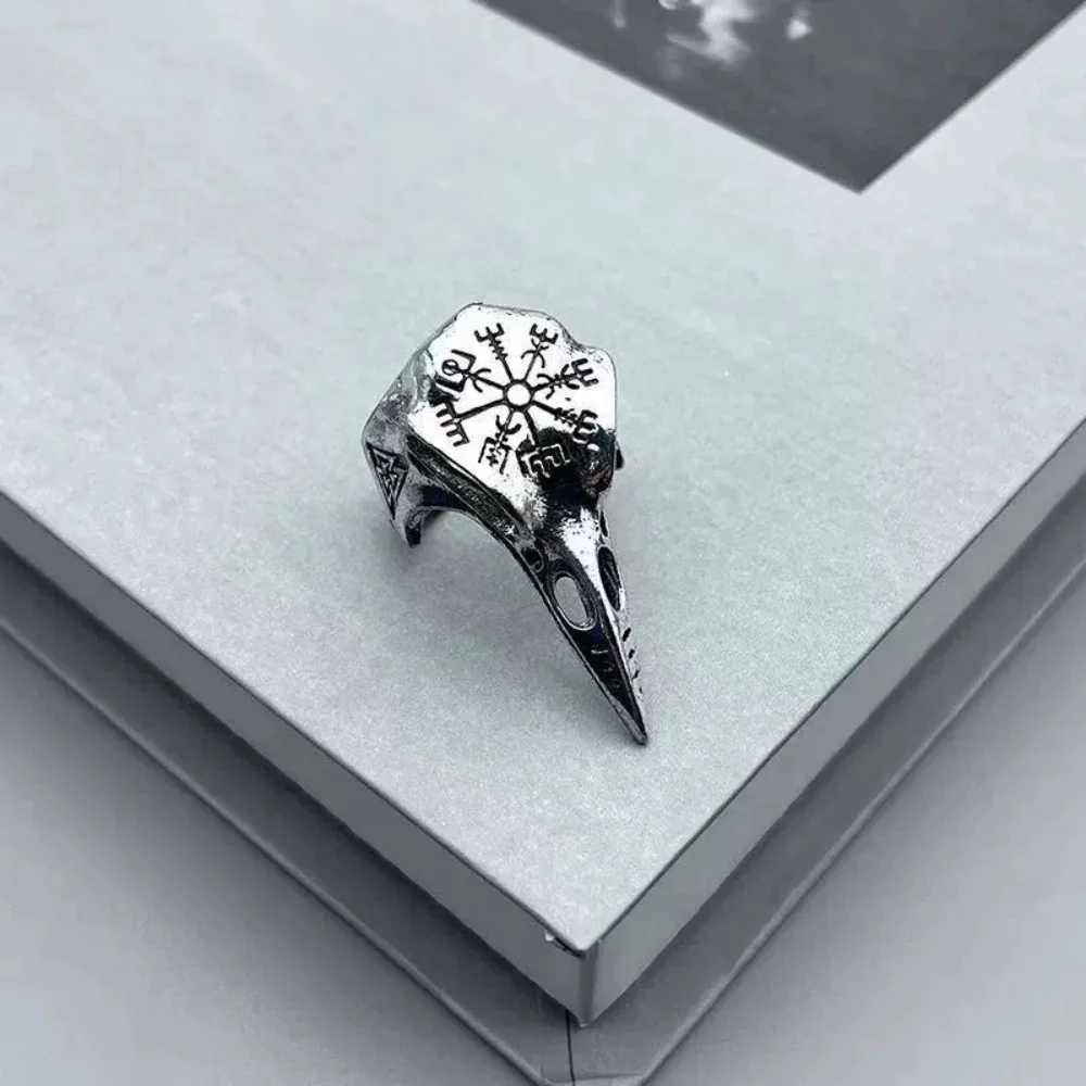 Vintage Viking Raven Ring Fashion Trend Men\'s Punk Rock Hip Hop Ring Pirate Rune Symbol Party Niche Banquet Gift Accessory Ring