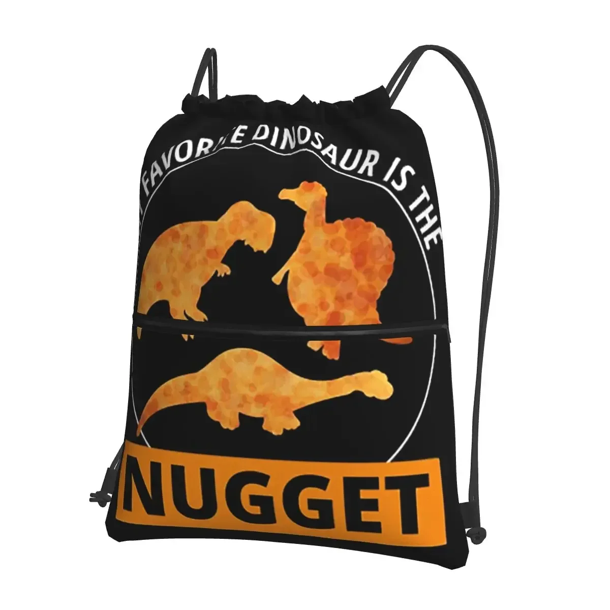 Chicken Nugget Fast Food Dinosaur Dino Backpacks Drawstring Bag Drawstring Bundle Pocket Shoes Bags For Travel Sport Man Woman