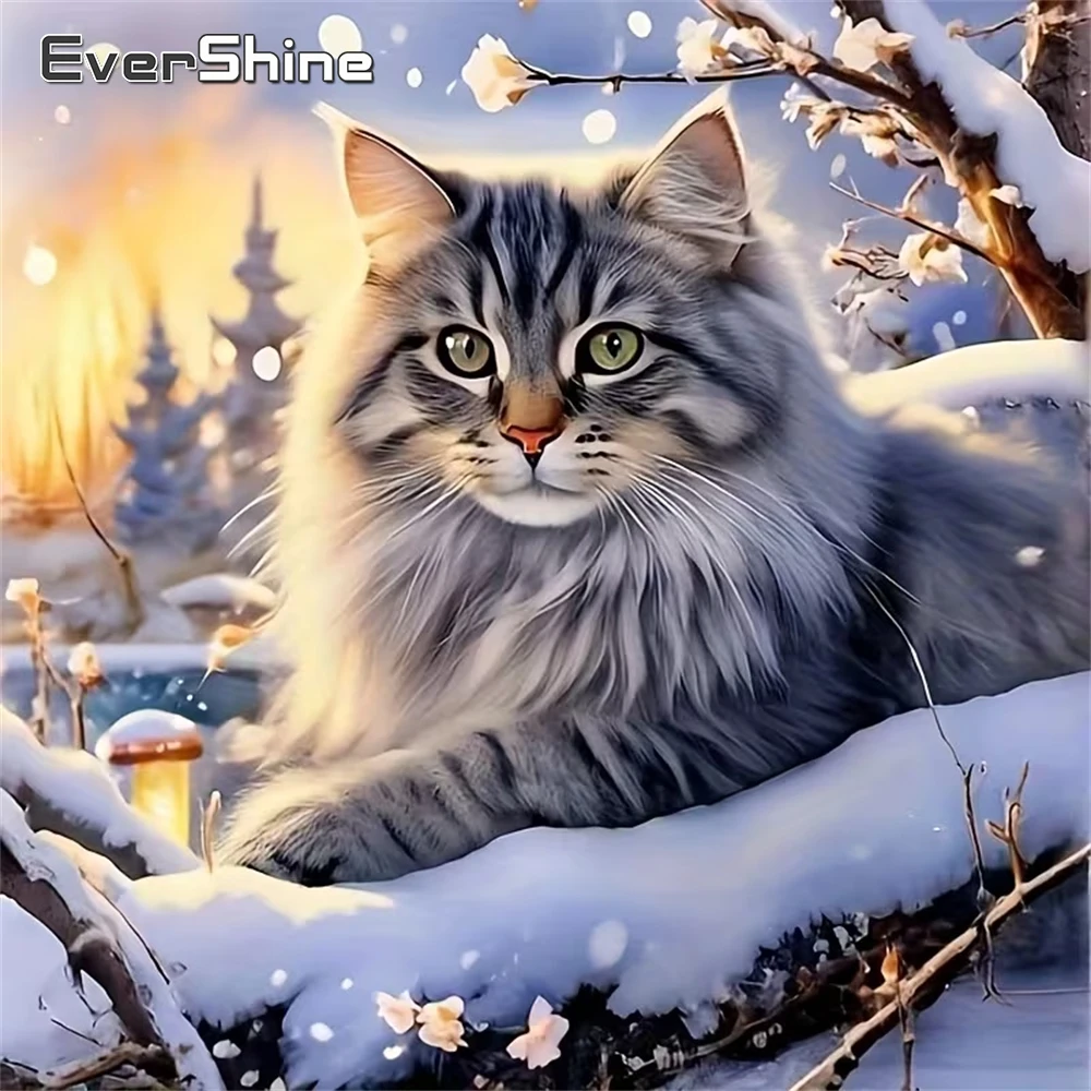 

Evershine Diamond Painting Cat Animal Picture Rhinestones DIY Diamond Mosaic Winter New Arrival Decor for Home Wall Decor