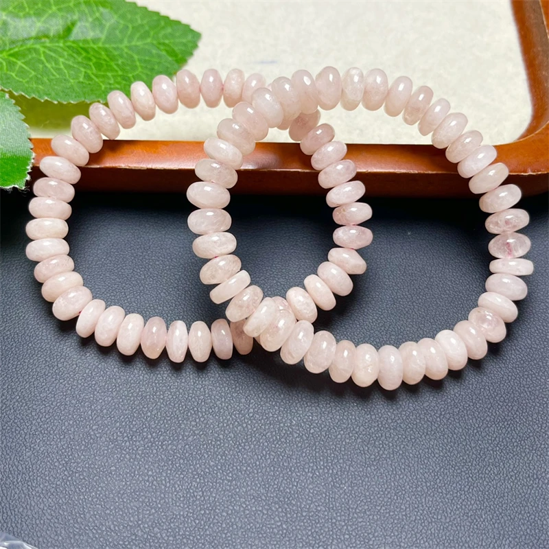 Natural Pink Morganite Bracelet Charms Handmade Fortune Energy Bangle Mineral Woman Amulet Jewelry Gift 1PCS 8X14MM