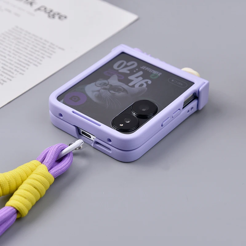 الحب حزام الكلب قضية الهاتف لسامسونج غالاكسي Z فليب 6 5 4 3 لموتورولا رازر 40 50 الترا Xiaomi مزيج فليب ممن لهم البحث N2 N3 الوجه