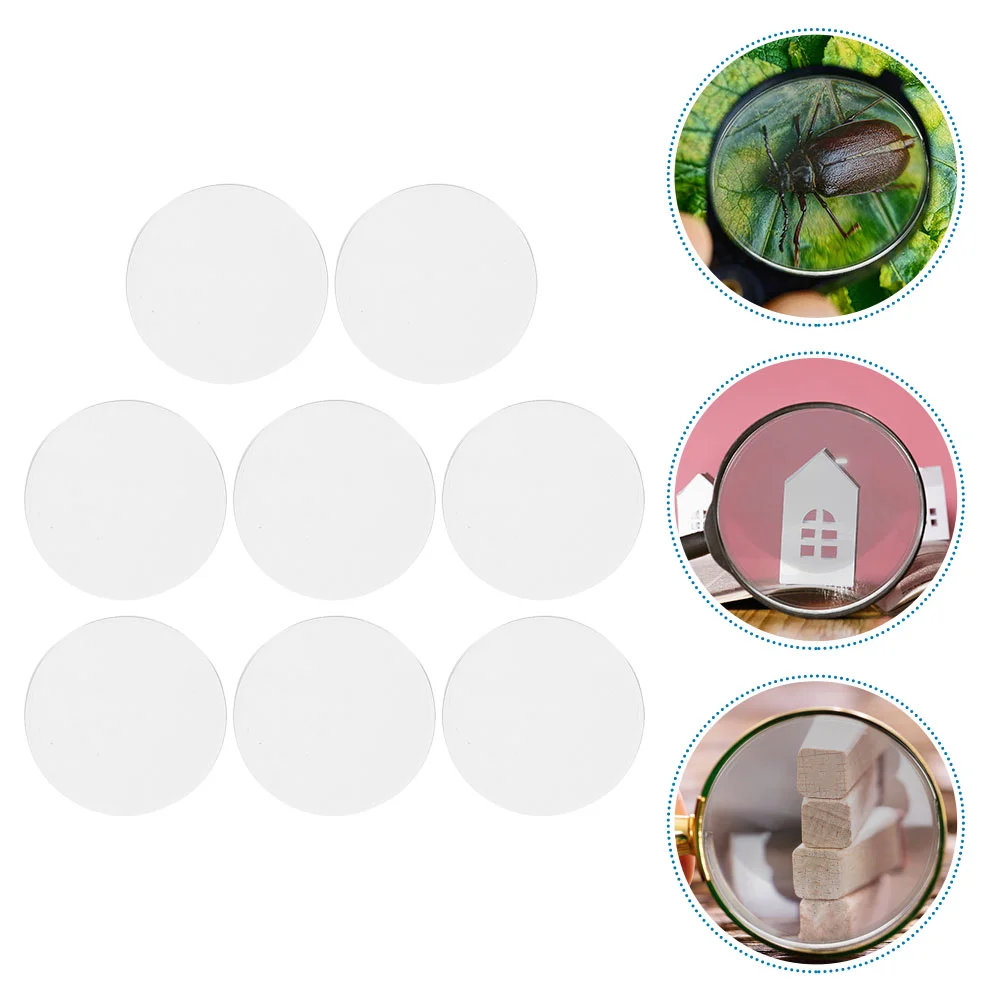 8 Pcs Lenses Physics for Laboratory Magnifier Magnifying Glasses Tool Round Convex Optical