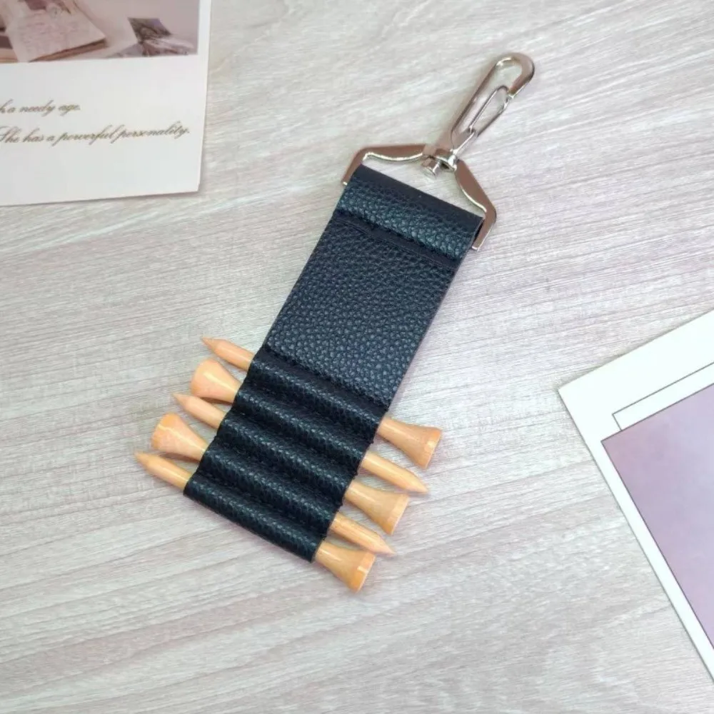Professional Large Capacity Golf Tee Holder PU Leather Anti-Loss Clip Golf Tee Organizer Portable Keychain Pouch Outdoor Sports