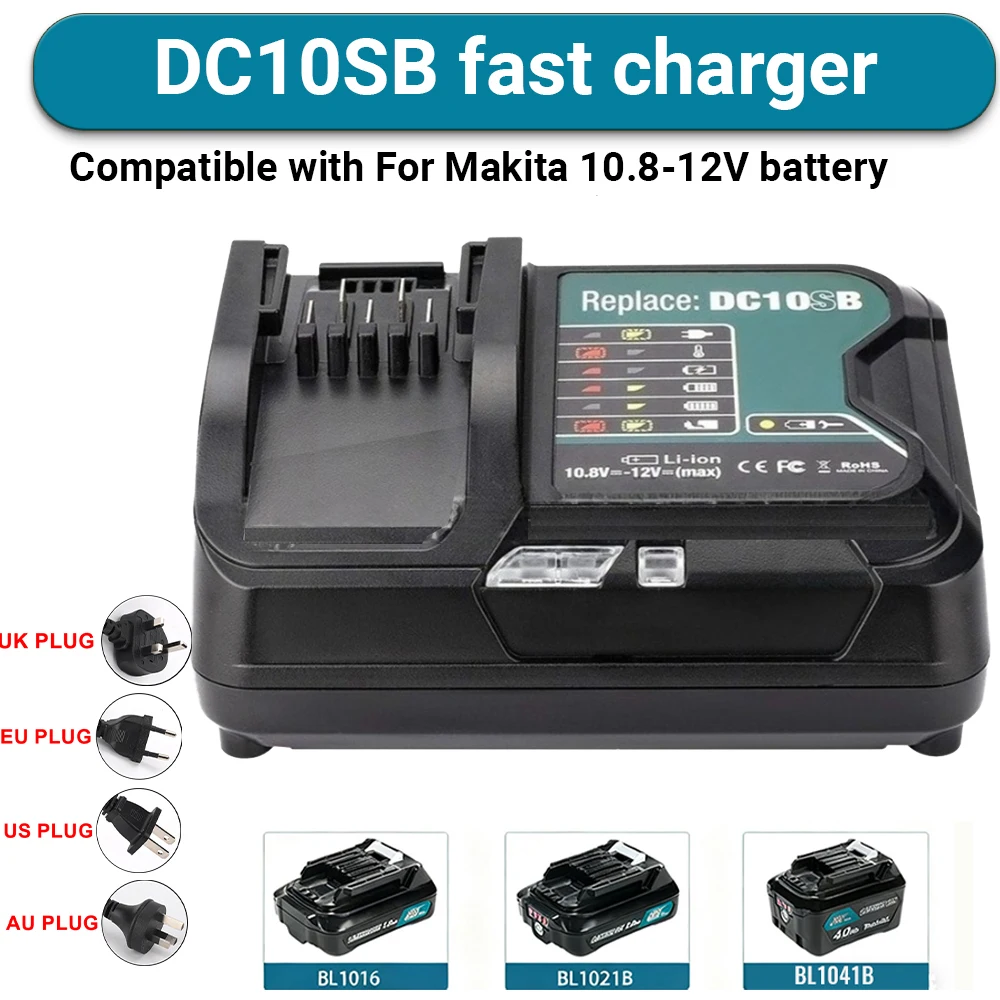 

DC10SB Fast Charger is Suitable For Makita Power Tools DC10WD10.8-12V BL1016 BL1021B BL1041B lithium Battery