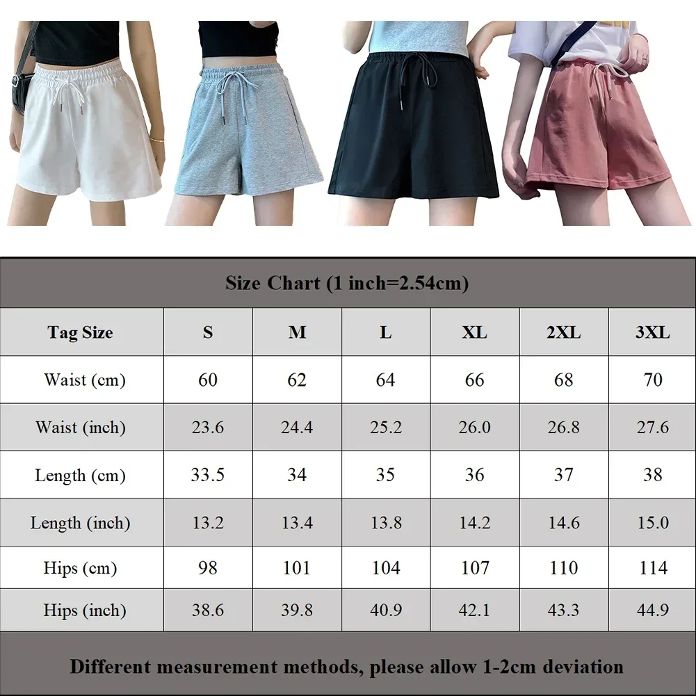 Women Sports Shorts Large Size Adjustable Casual Pants Elastic Waist High-waist Korean Style Laces S-3XL Shorts