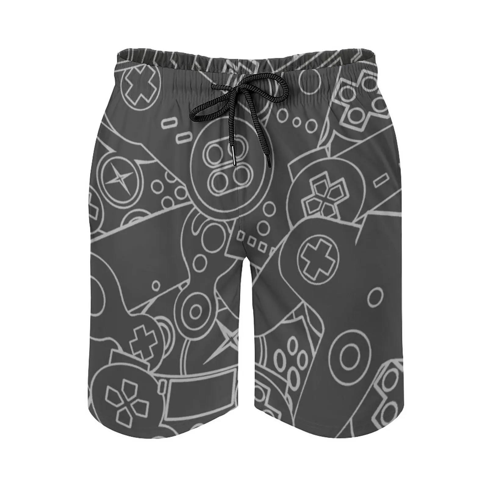 Control Freak Grey Video Game Nerd Men'S Swim Trunks Sports Shorts Beach Trunks Surfing Pockets And Mesh Lining Video Game