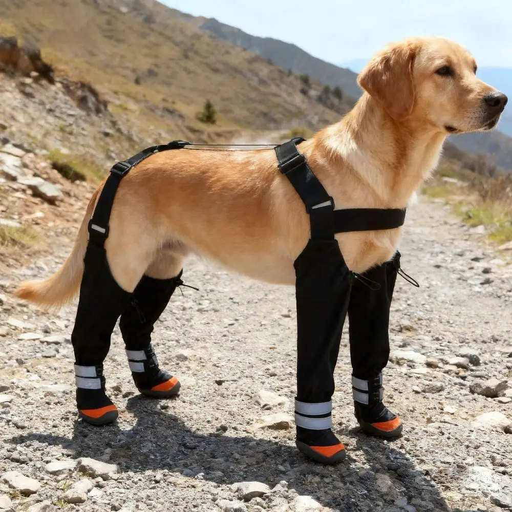 

Easy To Wear Non-Slip Dog Suspender Boots Wear-resistant Hard-soled Pet Rain Shoes Warm Adjustable Pet Shoe Covers Hiking