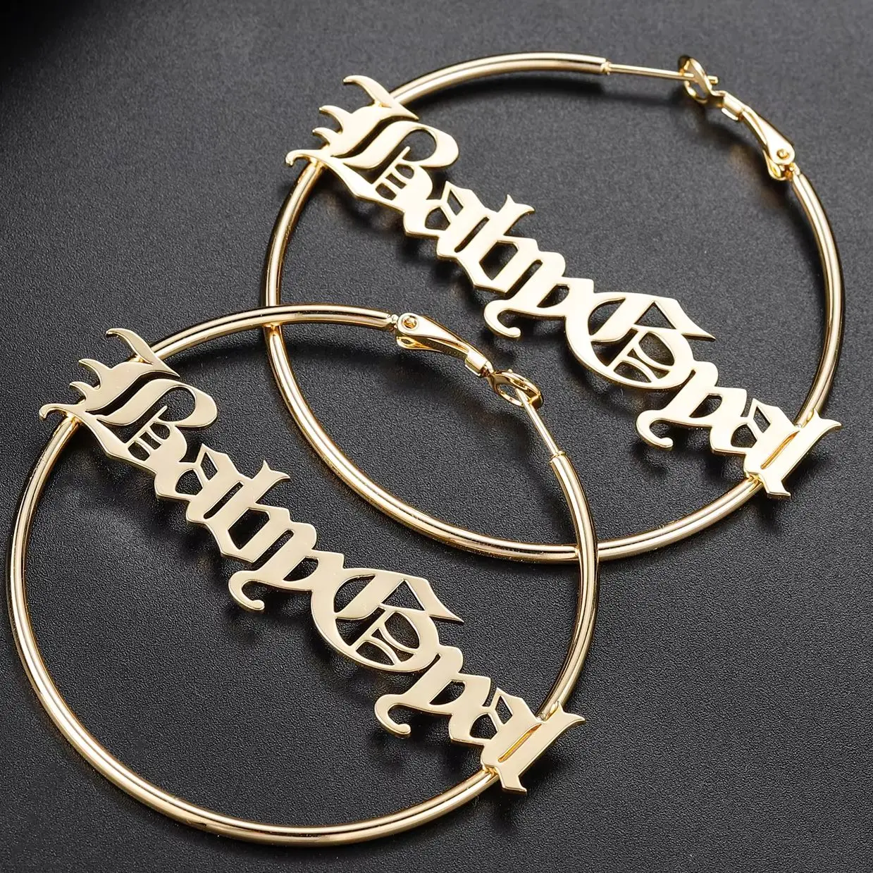

MYDIY индивидуальное имя, большие серьги-кольца, золотые, серебряные серьги, женские серьги высокого качества из нержавеющей стали, персонализированные ювелирные изделия