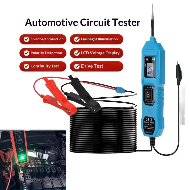 1Pcs Digital Multimeter Probe With Alligator Clips Car Circuit Tester Compatible With 3.5-36V Dc Automotive Electrical Systems