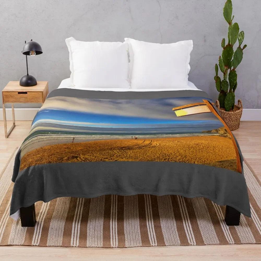 

The Beach Hut, Watergate Bay Cornwall Throw Blanket Stain Resistant Cozy Warm Blanket