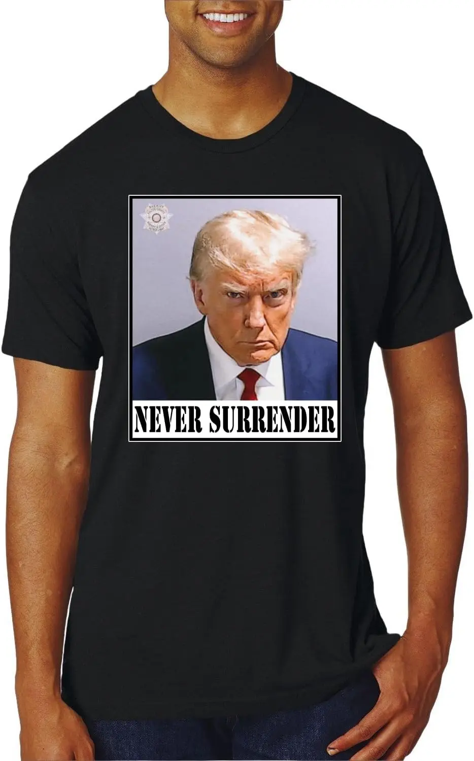 Donald Trump Official Georgia Mugshot Never Surrender Political Mens Premium Tri Blend T-Shirt