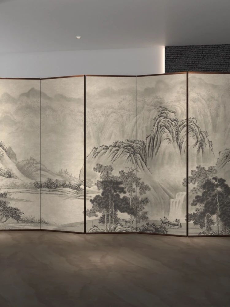 New Chinese style landscape screen can be folded and moved