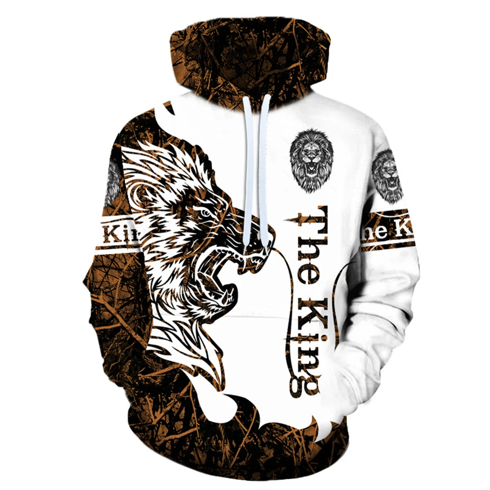 

New Men's THE KING 3D Lion Print Sweatshirt Casual Fashion Women's y2k hoodies Home Street Trend Pullover Plus size sudaderas