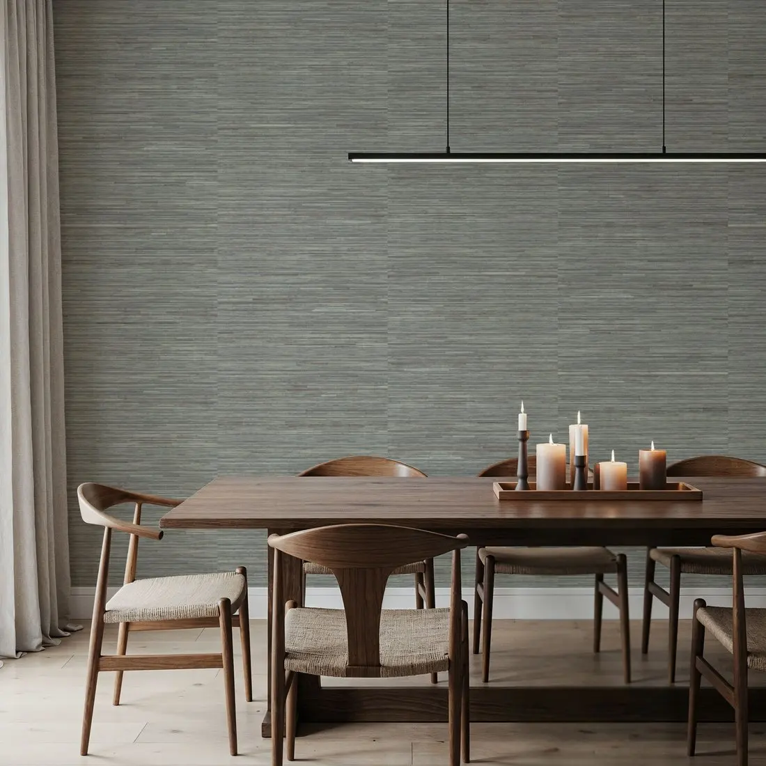 Faux Grasscloth with Visible Seams Stone Grey Made to Measure Mural Wallpaper for Bedroom