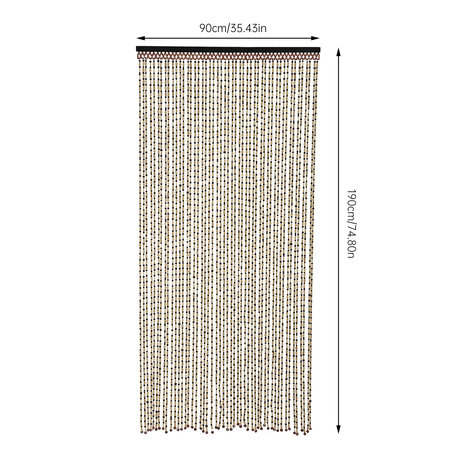 Natural Wood Bamboo Beaded Curtain Wooden Hanging Room Divider Decorative 74.8in for Doorway Room Divider