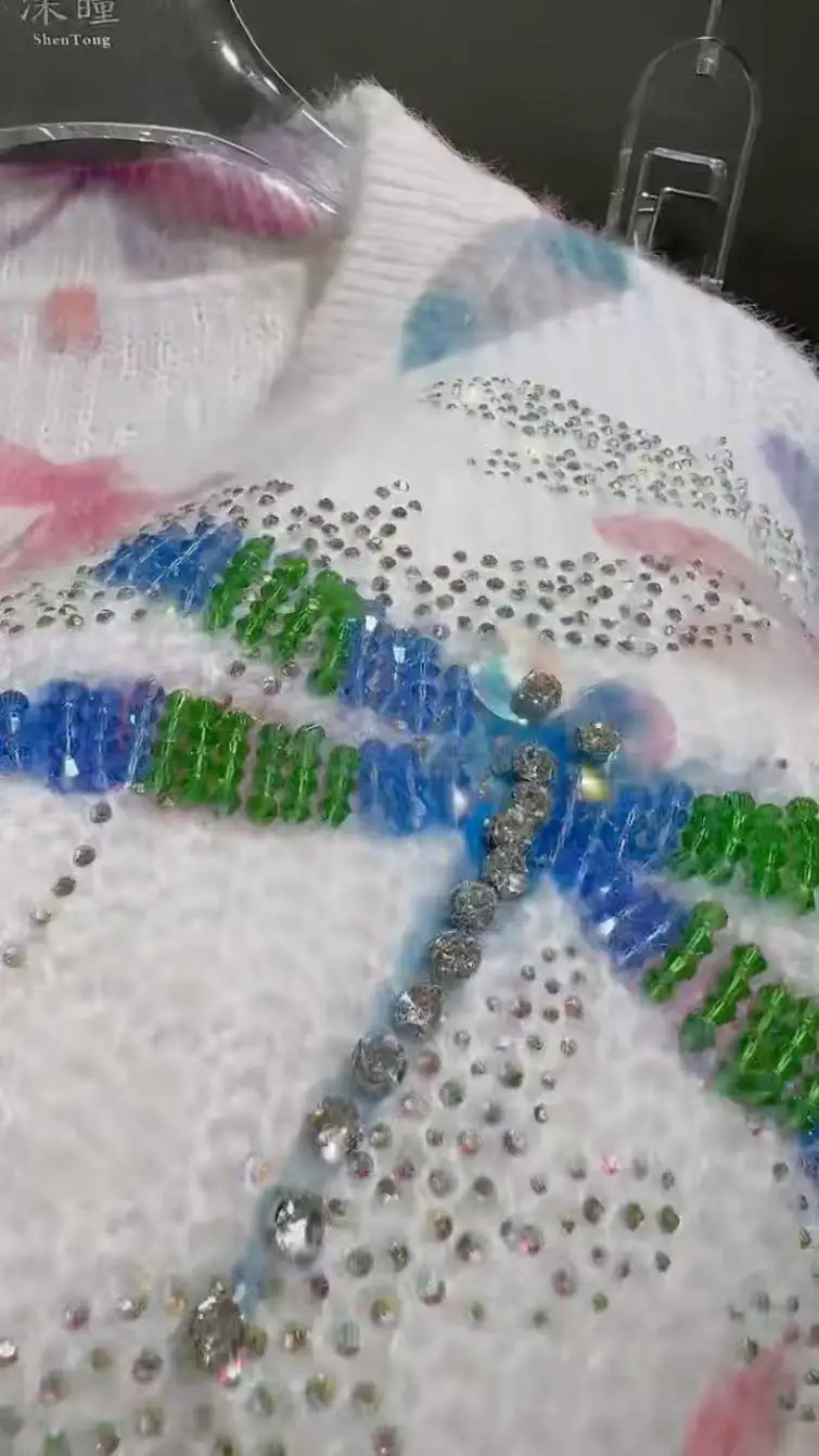 

Сверкающий свитер с кристаллами и камнями для женщин, осень/зима, новая вязаная верхняя одежда, топы, трикотаж, пуловеры, джемперы, женская одежда