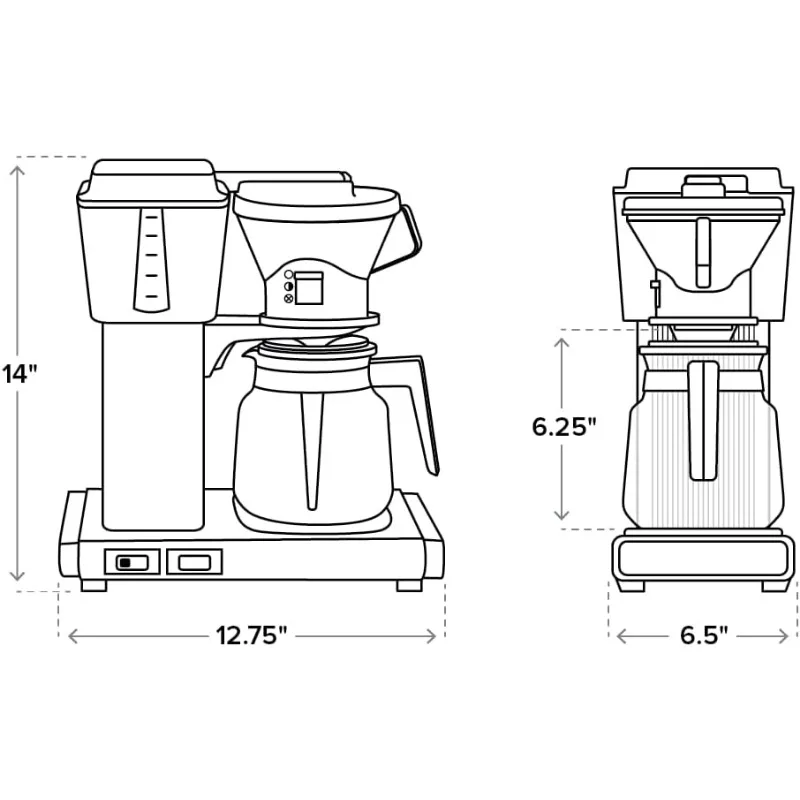 Technivorm-Cafetière 59691 Ko, 40 oz, argent brossé, 6.5 po x 12.75 po x 14 po H