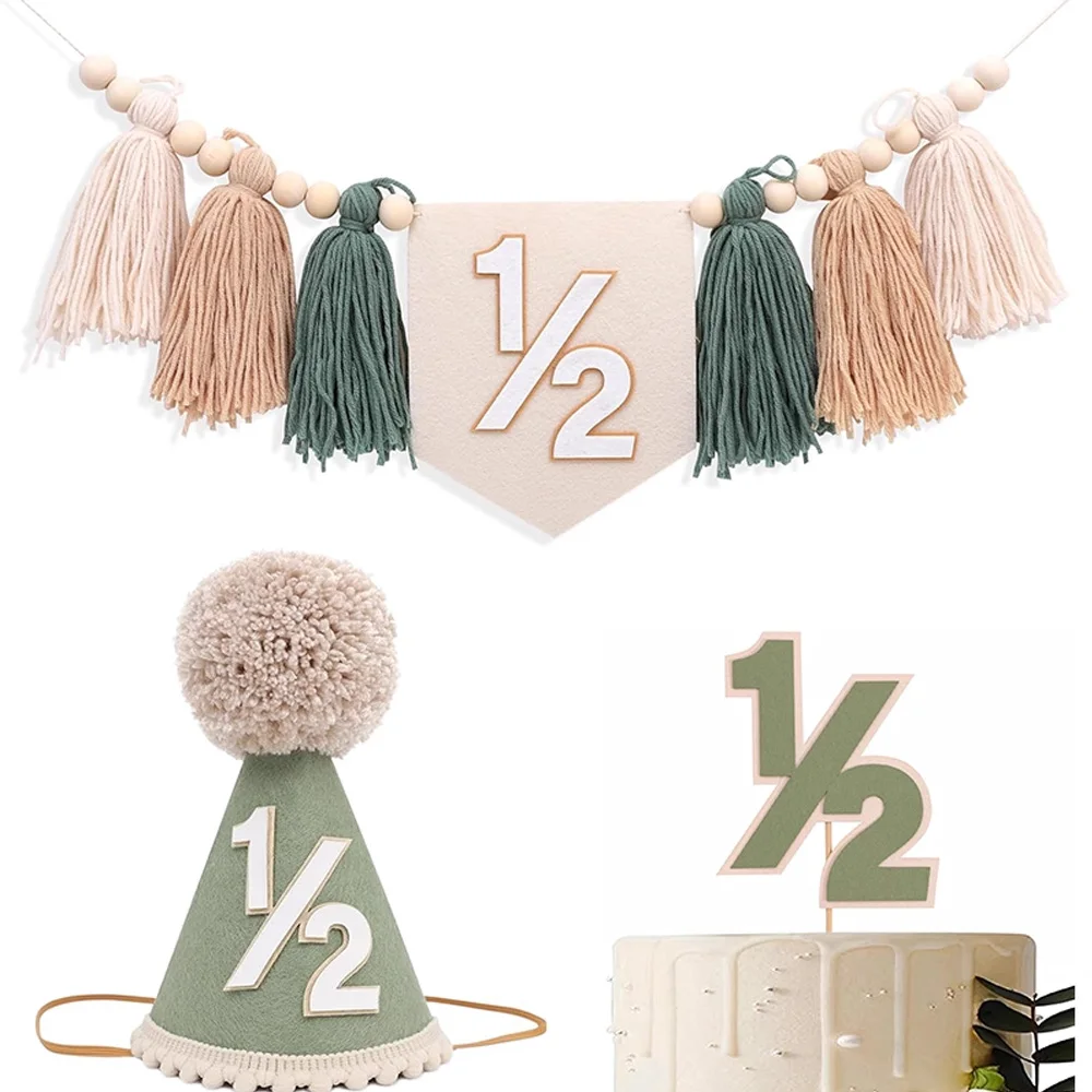 

1/2 Birthday Boho Tassel High Chair Banner Handmade Yarn Garland for Baby Shower Party Decoration Home Decor