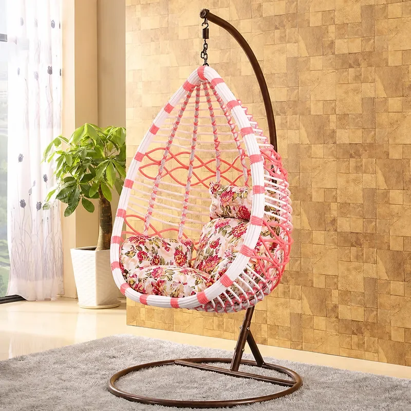 Outdoor Garden Rattan Hanging Chair Single Swing Hammock Rocking Cradle Seat Patio Lazy Nest Basket for Relaxation
