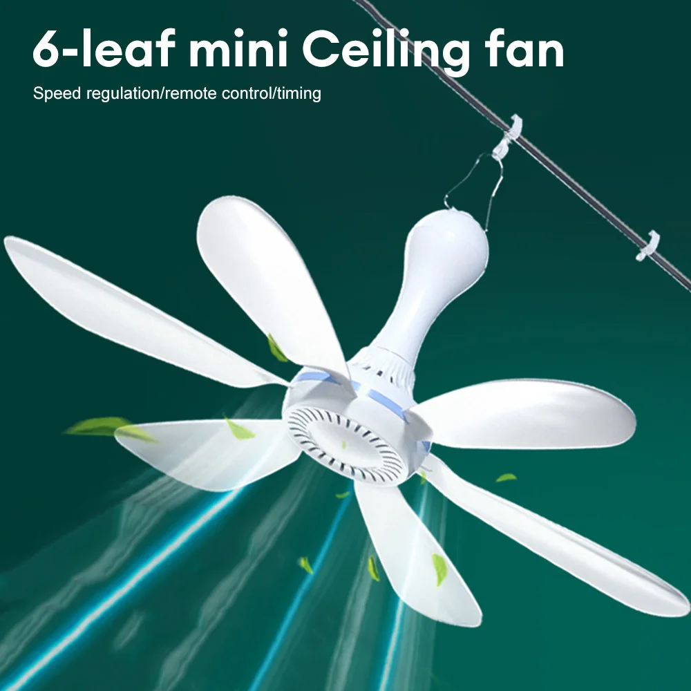 Mini Ceiling Fan USB Rechargeable Dormitory Room Bedroom Fan Hanging Tent Fan for Outdoor Camping DC 5V