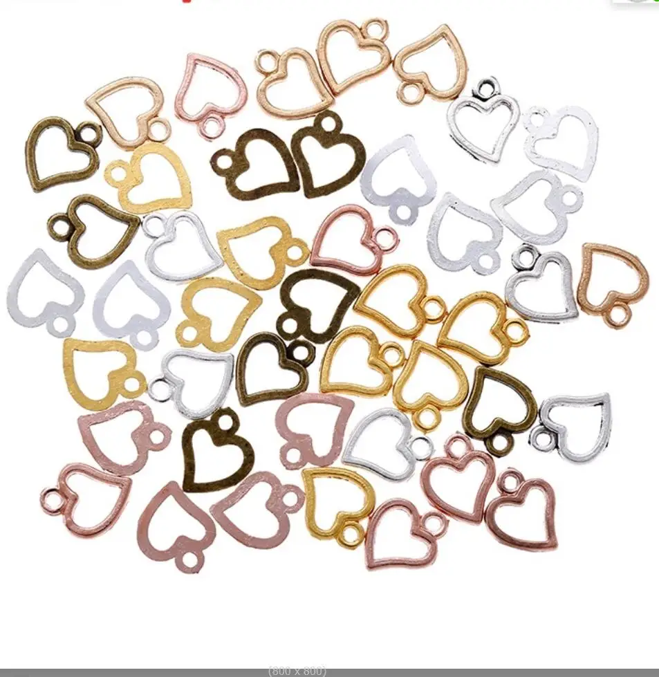 500pcs Charms Hollow Lovely Heart 10x8mm Antique Silver Pendants Making DIY Handmade Tibetan Finding Jewelry F0158