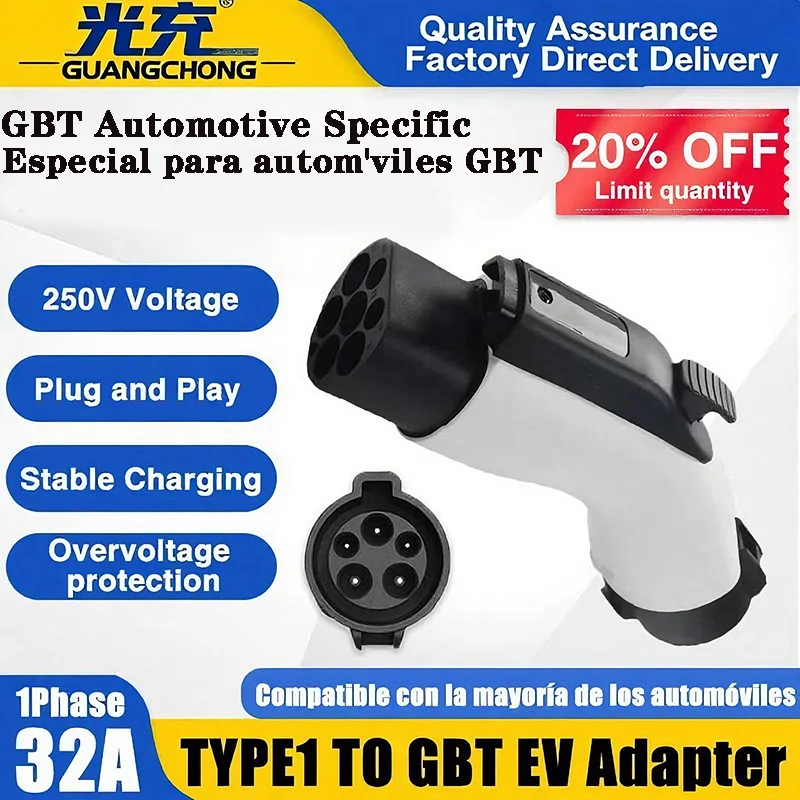 

Chargers Electric Car Accessories 32A TYPE 1 TO GBT EV Charging Adapter 7KW j1772 Plug Devices For byd BMW Vehicle Connector