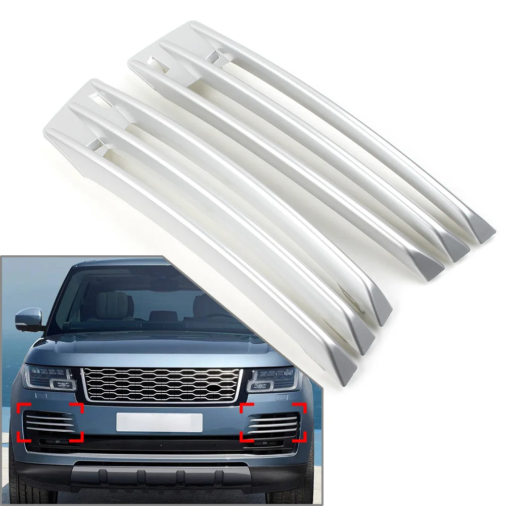 Silver Car Front Fog Bumper Grille Air Vent Cover Trim For Land Rover Ranger Rover L405 2018 2019 2020 2021