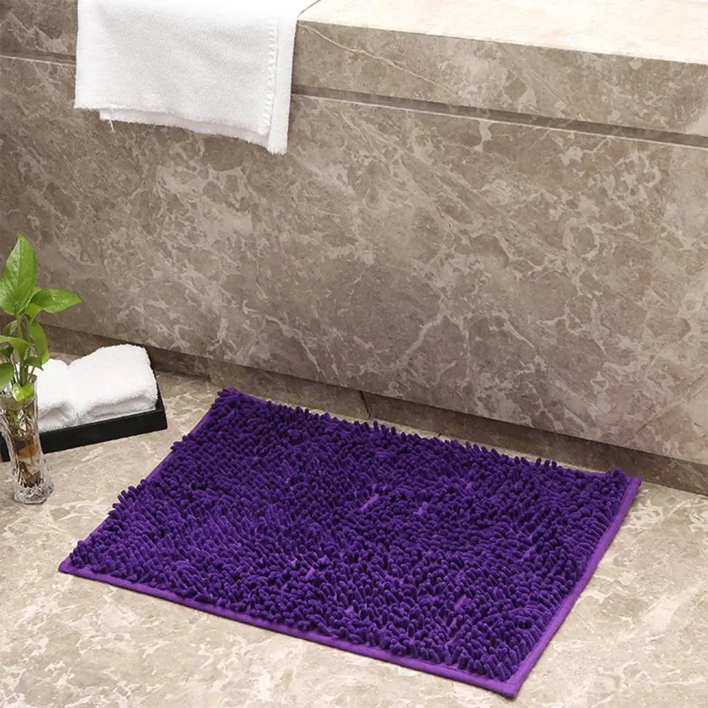 

Non-slip Shower Mat Quick-drying Chenille Bathroom Rug with Anti-slip Mat for Bedroom Kitchen Long Hair Carpet for Sink Solid