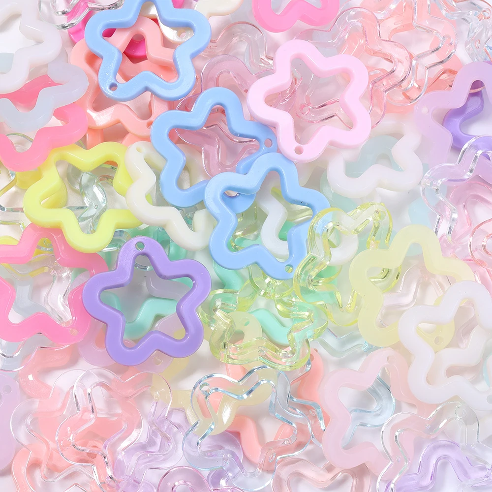 30 Stück 30mm Bunte Hohle Sternanhänger Acryl-Sternanhänger DIY Schmuckanhänger Schlüsselanhänger Windglocke Handgemachte Ornamente – Detail 6