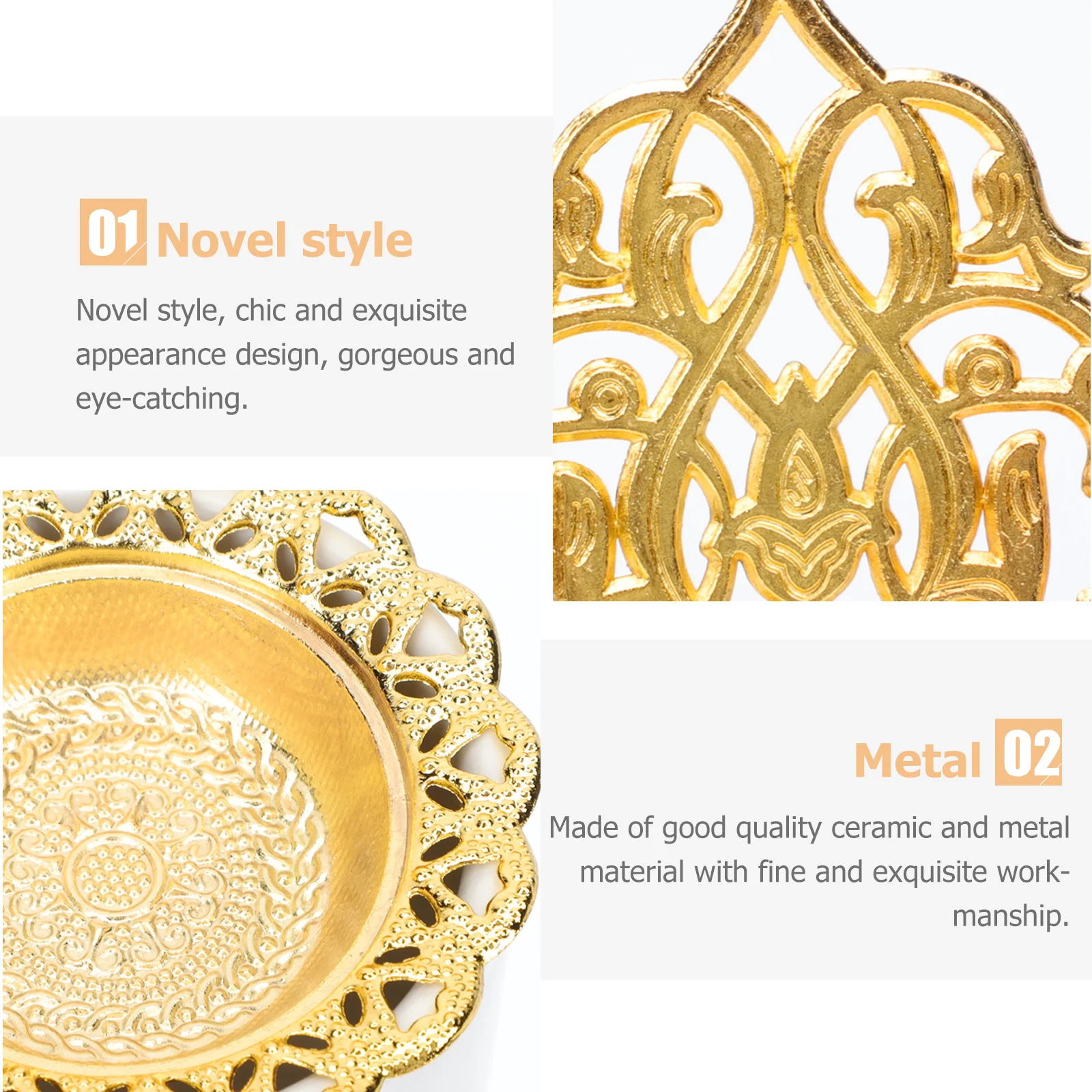 

1Pcs Ceramic Metal Incense Burner Decorative Desktop Censer Holder Arab Style for Home Relaxation