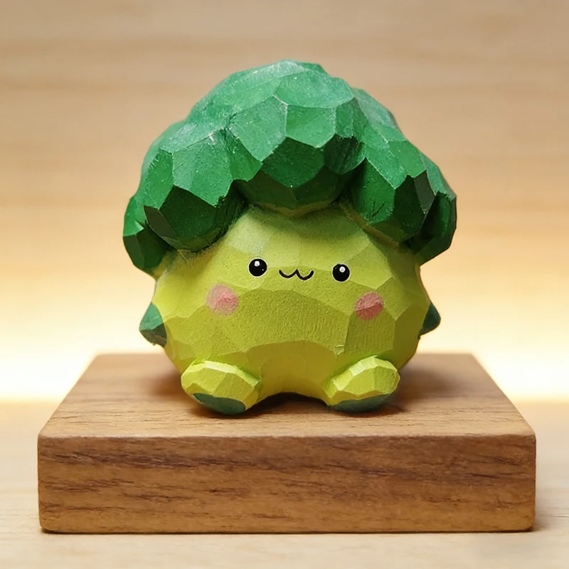 

Hand Carved Wooden Broccoli Figurine Cute Vegetable Ornament For Home Office Desk Car Dashboard Decoration