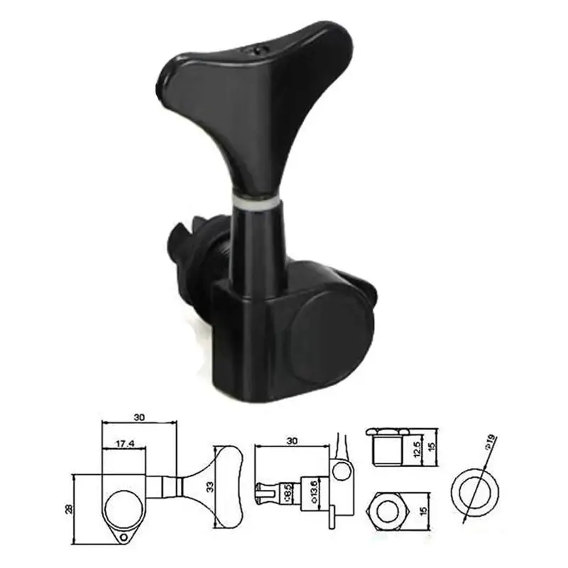 ABLB-4+4 Sealed Bass Guitar Tuning Pegs Keys 4R4L Machine Head Tuners For And Jazz Bass, Black