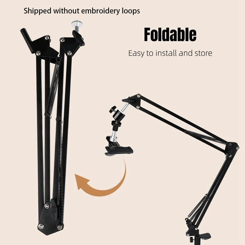 Embroidery Hoop CrossStitch Stand: Adjustable Metal Rotated Embroidery Hoop Holder with 360 Hoop Knob-A51M